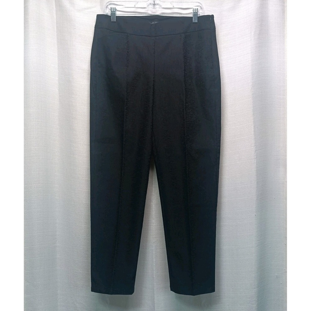 Eileen Fisher Women's 12 Black Stretch Vines Dress Pants Side Zip Organic Cotton